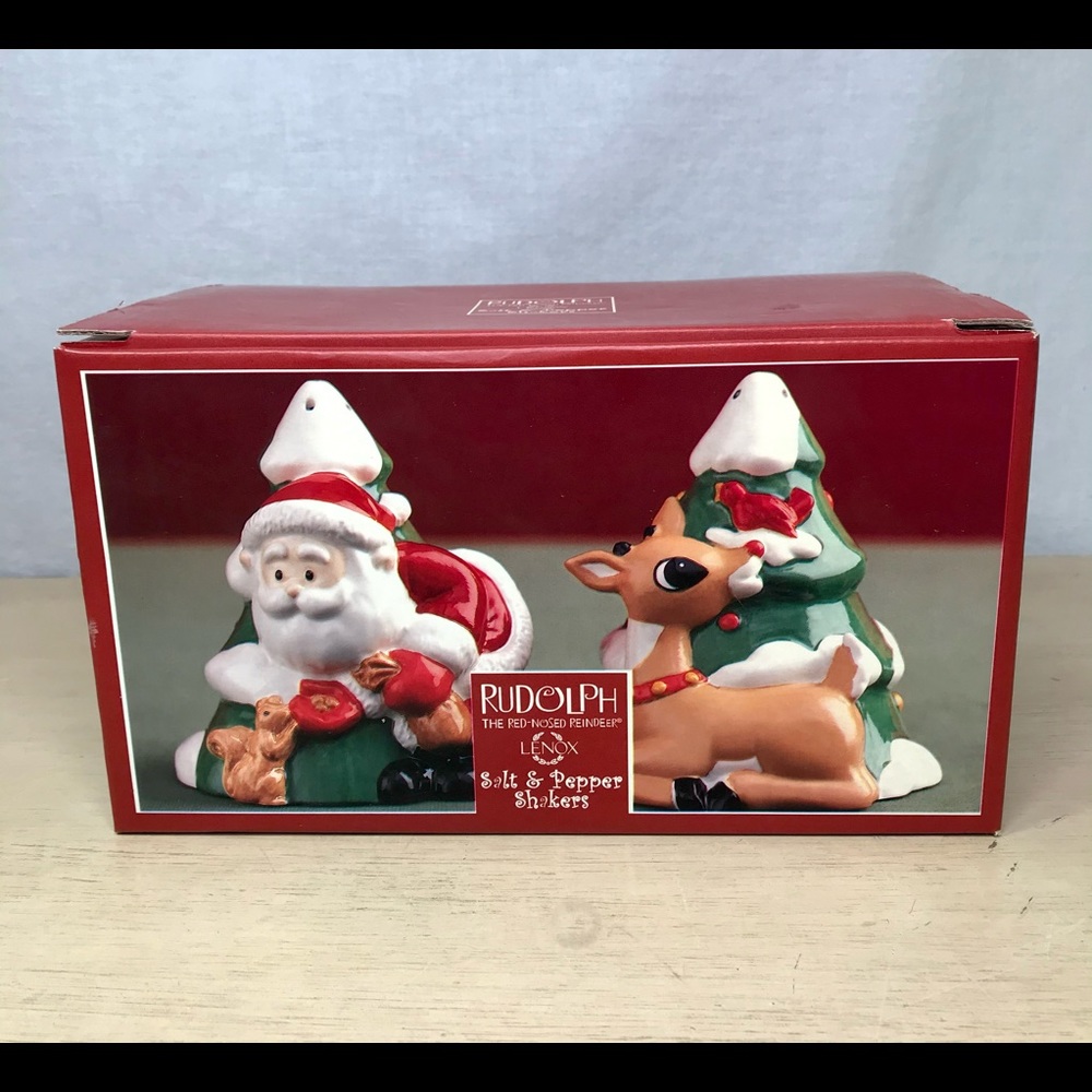 Lenox Salt Pepper Shakers Rudolph Red Reindeer